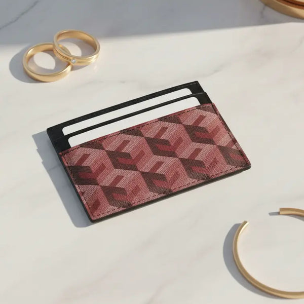 Monogram Card holder - Maroon Elixir & Co