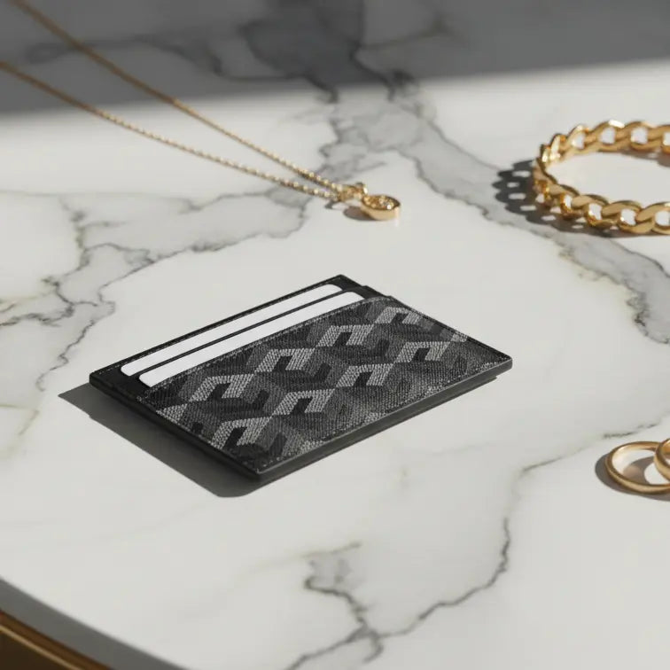 Monogram Card Holder - Black Elixir & Co