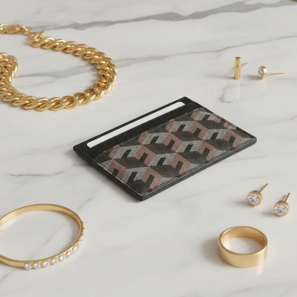 Monogram Card Holder -  Brown Elixir & Co