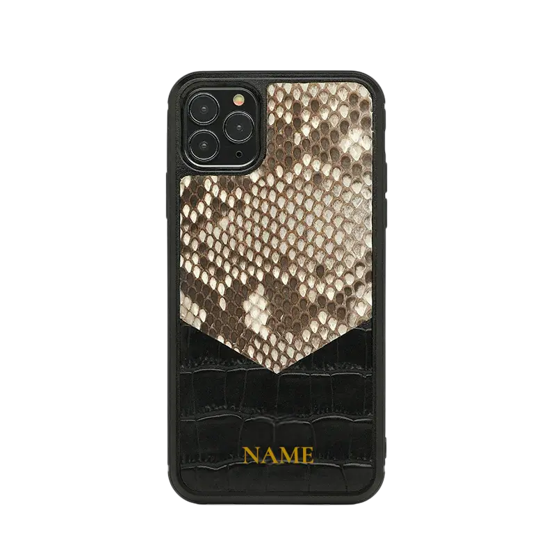 Custom Mixed Python &amp; Croc-Pattern Leather iPhone Case Elixir & Co