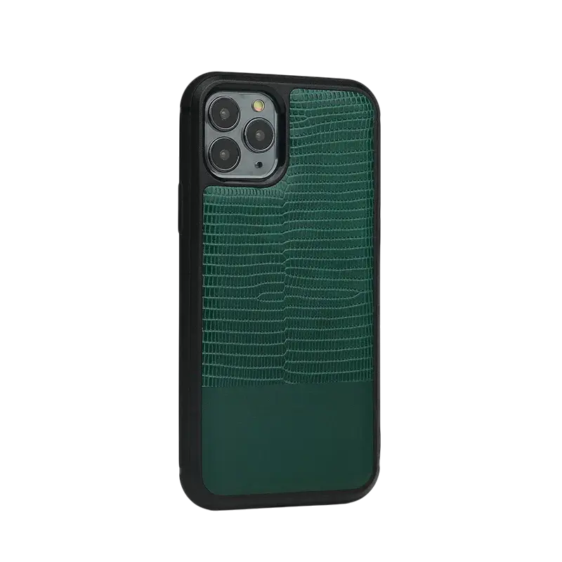 Monogram Lizard-Pattern Leather iPhone Case Elixir & Co