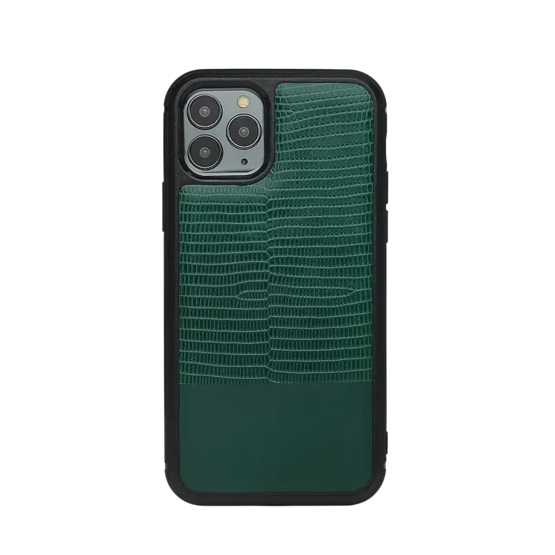 Monogram Lizard-Pattern Leather iPhone Case Elixir & Co