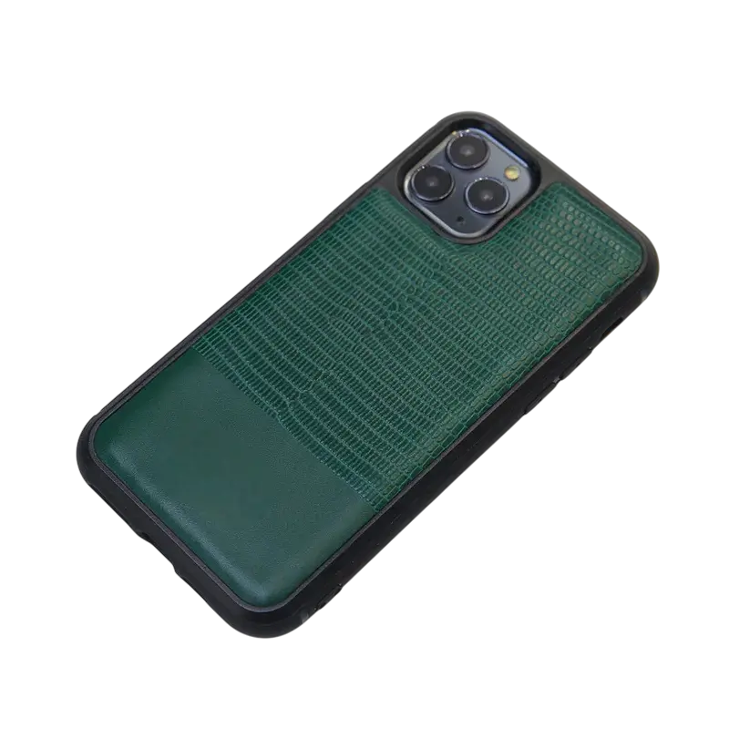 Monogram Lizard-Pattern Leather iPhone Case Elixir & Co