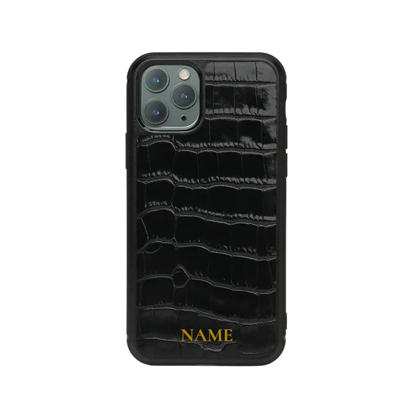 Monogram Croc-Pattern Leather iPhone Case Elixir & Co