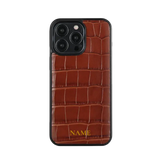 Monogram Croc-Pattern Leather iPhone Case Elixir & Co