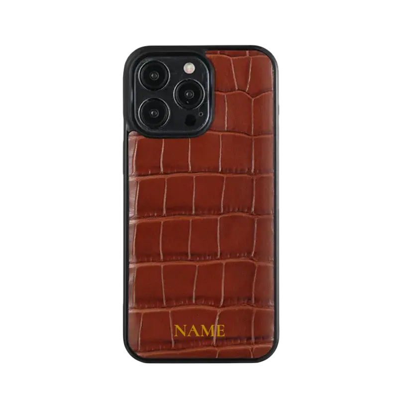 Monogram Croc-Pattern Leather iPhone Case Elixir & Co