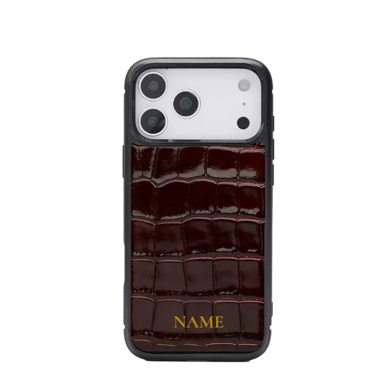 Monogram Croc-Pattern Leather iPhone Case Elixir & Co