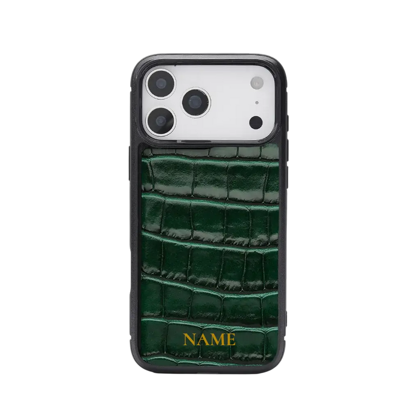Monogram Croc-Pattern Leather iPhone Case Elixir & Co