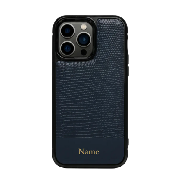 Monogram Lizard-Pattern Leather iPhone Case Elixir & Co