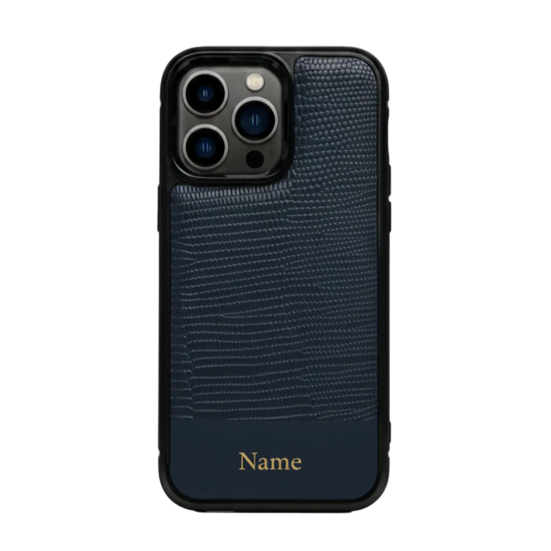 Monogram Lizard-Pattern Leather iPhone Case Elixir & Co